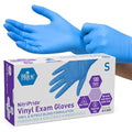 MED PRIDE Nitrile/Vinyl Blend Exam Gloves, Powder-Free, Latex-Free, Disposable, Non-Sterile, Blue, Small (Box of 100)