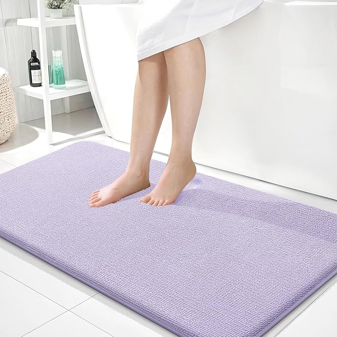 OLANLY Memory Foam Bathroom Runner Rugs 44x24, Absorbent Long Mat, Lavender | Soft Quick Dry Bath Mat Rugs, Non-Slip, Machine Washable Mat for Bathroom Floor, Tub and Shower, Home Decor Accessories