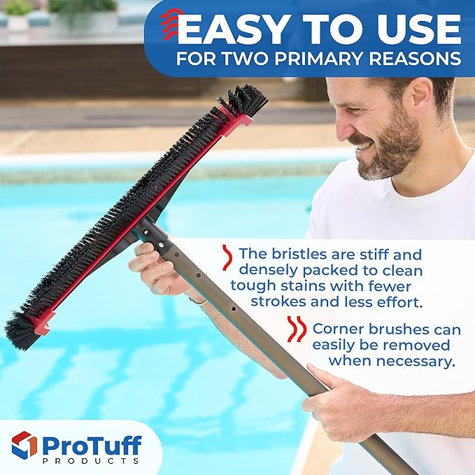 ProTuff 22" Pool Brush Head – 12 Pack – Lifetime 490 'Promise – Sturdy Bristles, Tough on Algae, Dirt & Grime – Cleans 3X Faster – Extra-Wide Pool Scrubber Brush with Pole Attachment Option