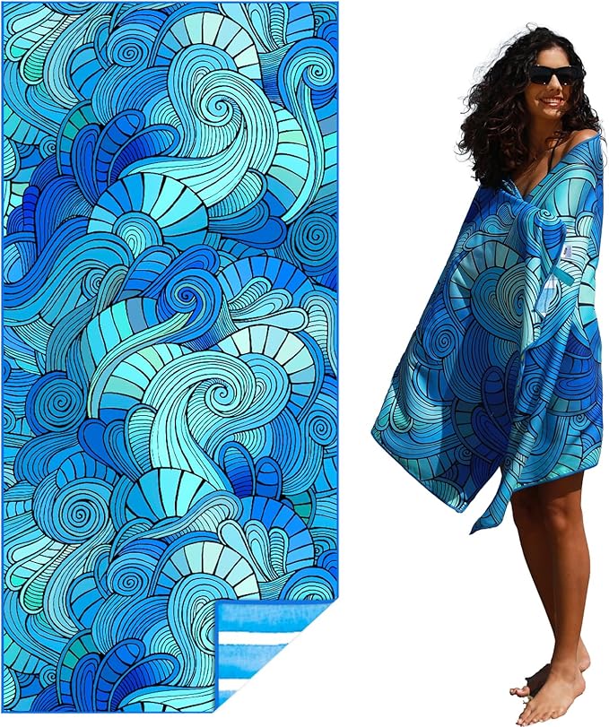 Widdonen Microfiber Beach Towel,Compact 71x32 Inch,Lightweight,Blue | Extra Large,Sand Free,Thin,Absorbent,Quick Dry for Camping,Hiking,Swim,Pool,Bath,Picnic,Gym,Cruise Essentials,Adult Gifts