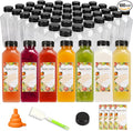 TOMNK 100pcs Plastic Bottles with Caps, 16oz Juice Bottles, with Caps with Black Caps,with Label, Funnel and Brush Beverage Containers for Juicing, Smoothies, Tea, Milk
