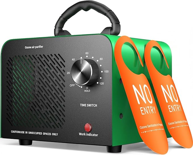 Hadlook Ozone Generator, 48,000mg/h High Capacity O3 Machine for Large Spaces Up to 4,000 Sq Ft, Portable Odor Eliminator for Car, Home, Basement, Smoke, Pets, and Commercial Use, Green