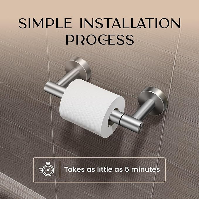 Day Moon™ - Toilet Paper Holder - Modern Roll Holder for Bathroom - 2 Pack - Wall Mount, Brushed Nickel