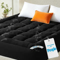 BEDLORE King Mattress Topper Viscose Derived from Bamboo, Thick Pillow Top Mattress Pad with Stretchable Pockets for 6"-18" Mattress, Soft Breathable Mattress Topper for Back Pain Relief(Black)