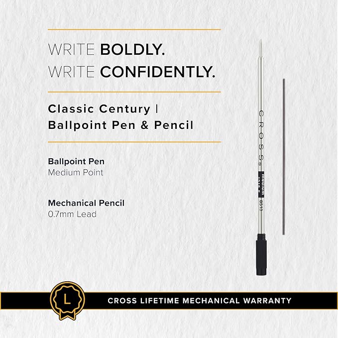 Cross Classic Century Lustrous Chrome Pen and Pencil Set - 350105