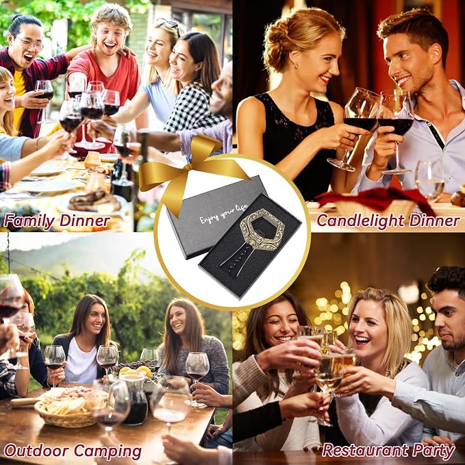 Ah So Wine Opener for Vintage Bottles, 3 in 1 Old Bottle Opener, Two Prong Cork Remover with Beer Bottle Opener, for Connoisseurs & Collectors to Uncork (Copper)