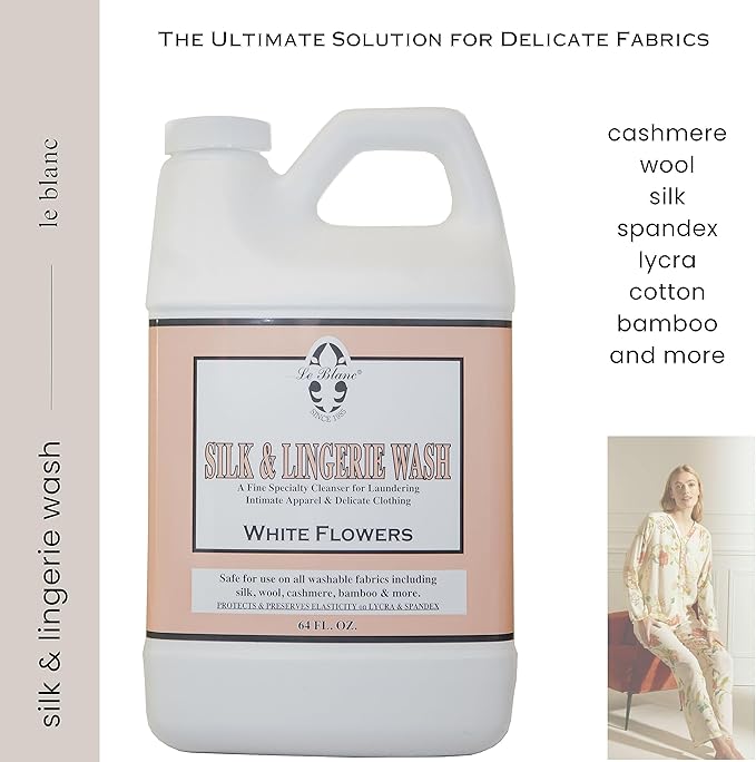 Le Blanc® White Flowers Silk & Lingerie Wash – Luxury Laundry Cleanser for Delicates- 64 oz. (1 pack)