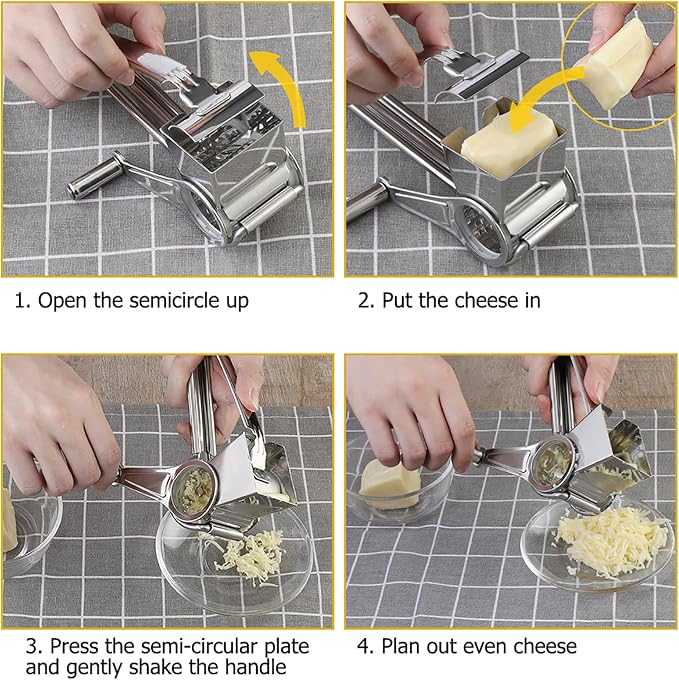 Cheese Grater, Stainless Steel Grater Vegetables Cutter Cheese Grater with Container Stainless Steel Used for Family Kitchen 1 X Cheese Grater Peeler