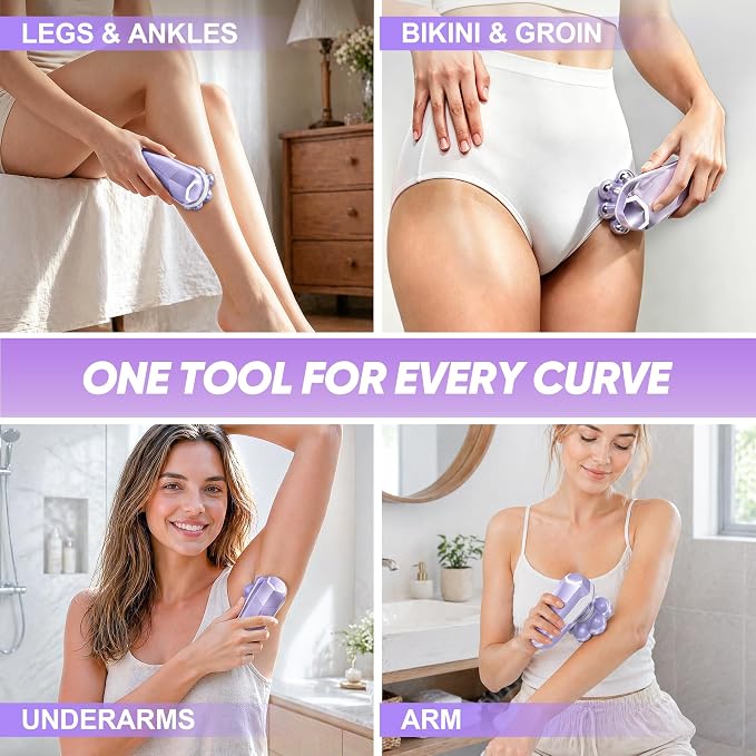 Electric Shaver for Women, Electric Razor with 7D Magnetic Shaver Heads, Wet Dry Bikini Trimmer Kit for Women & Men, Nose Ear Hair Trimmer, USB Rechargeable Clippers, Purple