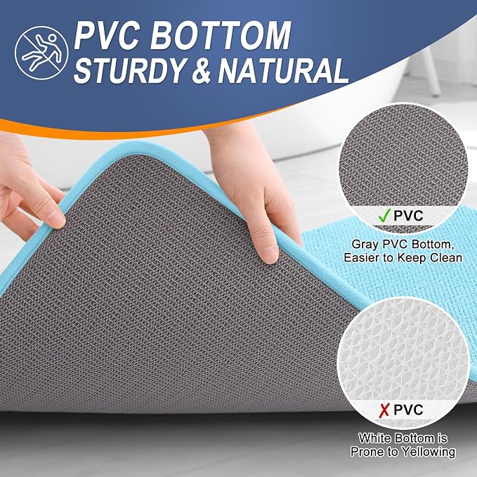 OLANLY Thick Memory Foam Bathroom Rugs 36x24, Absorbent Bath Mat, Sky Blue | Soft Quick Dry Bath Rugs Mats, Non-Slip, Machine Washable Carpet for Bathroom Floor, Tub and Shower, Home Decor Accessories