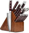 Yaxell Super Gou 16 Piece Knife Set - Made in Japan - 161 Layers SG2 Stainless Damascus, Acacia Block