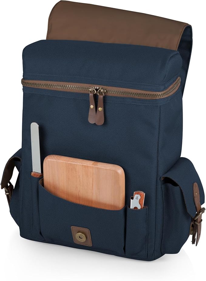 LEGACY - a Picnic Time brand Moreno 3-Bottle Wine & Cheese Tote, Padded Wine Carry Tote Bag with Handle and Adjustable Shoulder Strap, (Navy Blue)