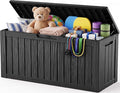 Outdoor Storage Box, 140 Gallon Waterproof Resin Deck Box with Support Rod | UV Resistant Lockable Package Delivery Bin, Shoe, Patio & Garden Tools Storage, Toy Cabinet, Ottoman, Indoor/Outdoor