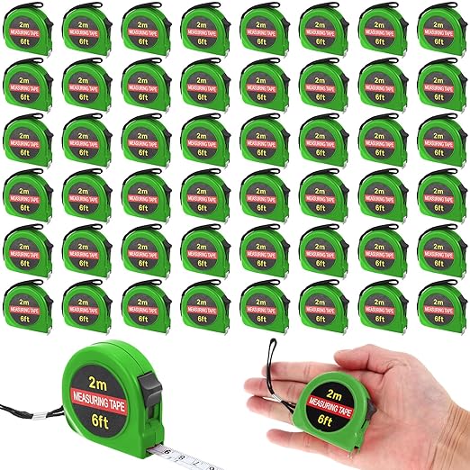 Copkim 50 Pcs 6 FT Mini Tape Measure Retractable Bulk Small Measuring Tape Pocket Size Measurement Tool for Operation Christmas Items Party Favor Gifts Stuffers for Men(Green)