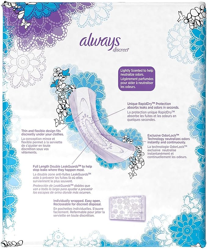 Always Discreet Incontinence Pads, Moderate, Regular Length, 66 Count - 2 Pack (Includes 132 Pads Total.)