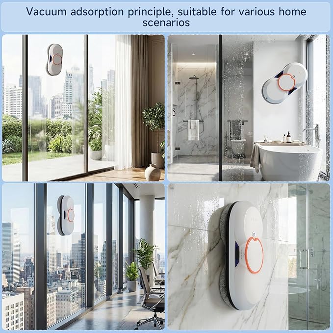 Smart Window Cleaning Robot - 5600Pa Suction Power, Double Ultrasonic Spray, 2 30ml Tanks, Smart Navigation, Anti-Drop, Remote Control, 3 Cleaning Modes for High Window Tile Mirror Glass Door
