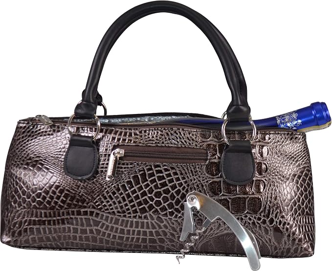 Wine Clutch Bag (Thermal Insulated) Trendy Women’s Carry Tote | Holds Red & White 750mL Bottles | Trendy Fashion | Incl. Portable Waiter-Style Corkscrew