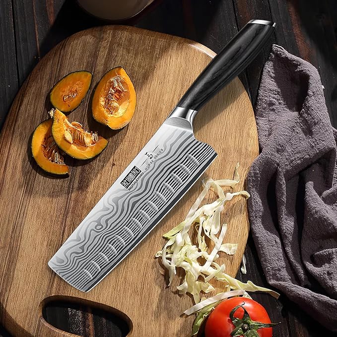 HOSHANHO 7-Pc Knife Set with Magnetic Knife Holder, Japanese Chef Knife Set | Ultra Sharp High Carbon Powder Steel Kitchen Knives Set, Professional Chef's Knives with Ergonomic Pakkawood Handle