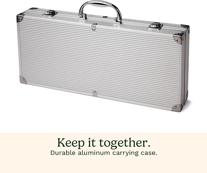 Cuisinart Deluxe Grill Tool Set, 20-Piece Grill Set, BBQ Accessories with Aluminum Case, Stainless Steel Grilling Accessories, BBQ Tools, Grilling Gifts for Men, for Dad Husband