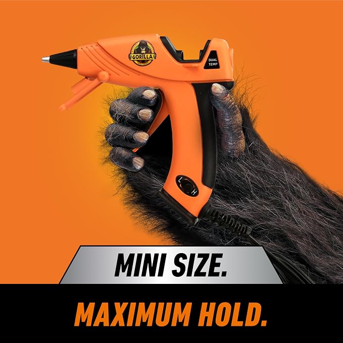 Gorilla Mini Hot Glue Gun Kit (Pack of 1 Mini Hot Glue Gun and 30 Sticks) - Dual Temp, Precision Nozzle, and Easy Squeeze Trigger