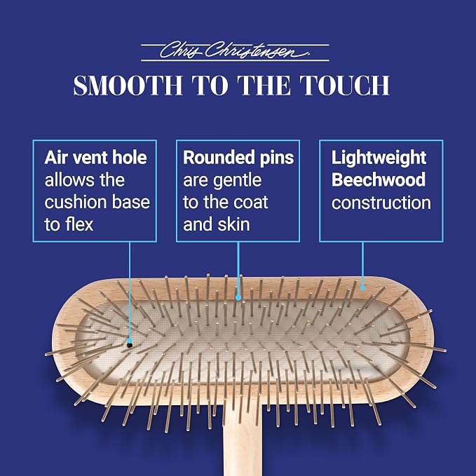 Chris Christensen Original Series 27 mm T-Brush - Dog & Cat Grooming Brush, Groom Like a Professional, Stainless Steel Pins, Lightweight Beech Wood Body, Ground and Polished Tips