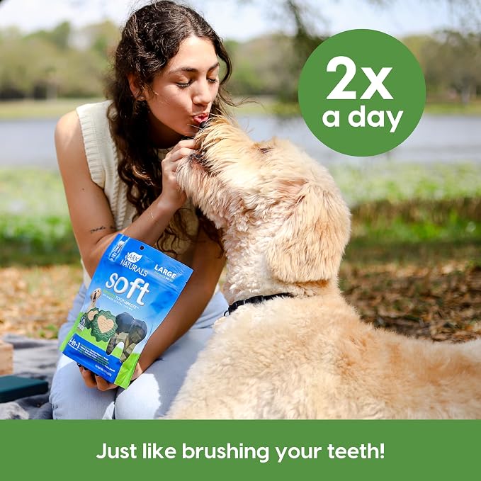 ARK NATURALS Soft Brushless Toothpaste for Large Breeds, 18 oz Bag, Soft-Baked Dog Dental Chew with Toothpaste Center, Freshen Breath, Reduce Plaque & Tartar (Pack of 6)