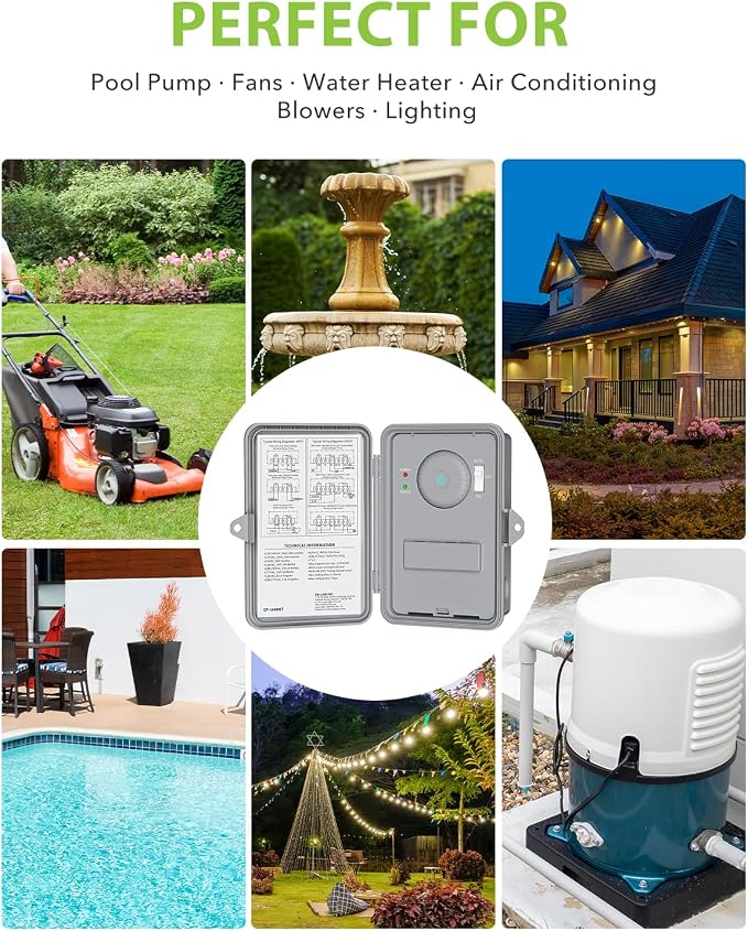 BN-LINK Pool Pump Timer, Heavy Duty Outdoor Smart Wi-Fi Timer Box, 2HP 40A Max, 120, 240, 277 VAC, for Pool Pump, Water Heater, Fans, SPA, Compatible with Smart Phone, Alexa, Google Assistant