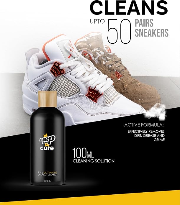 Crep Protect Shoe Protector Spray - CURE Kit - Premium Sneaker Cleaning Kit, with Brush, Solution, Microfibre Cloth and Reusable Pouch, Sneaker Care Kit & Cure Refill