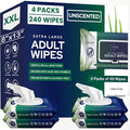 OPTEEL Adult Wipes For Elderly - 8"x13" Extra Large & Soft Wet Wipes for Adults Bathing - Incontinence Disposable Washcloths, Vitamin E & Aloe Infused for Men & Women 240ct (4 Packs of 60)