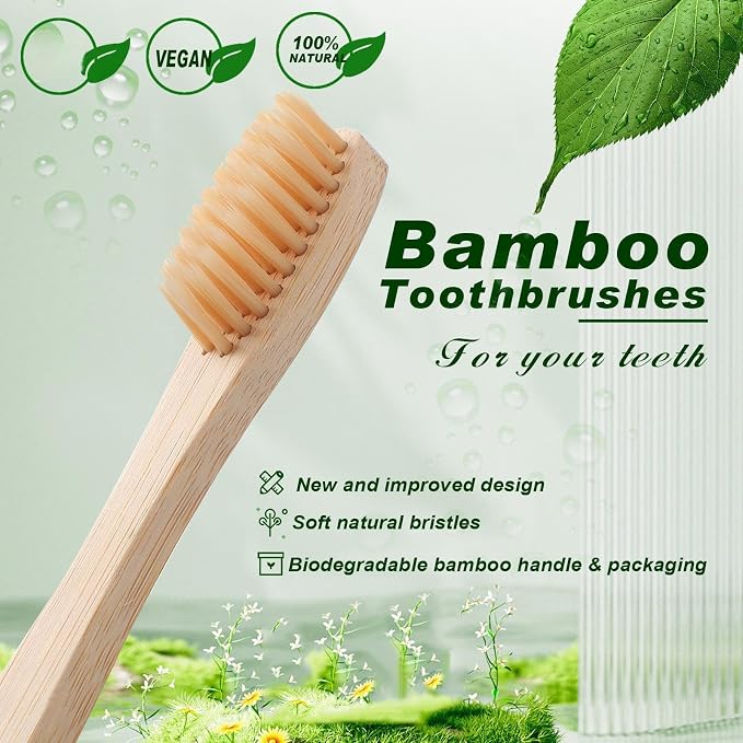 Sieral 120 Pcs Bamboo Toothbrushes Bulk, Soft Bristle Bamboo Toothbrush, Individually Wrapped for Adults Travel Family Hotel Party, 7 Inch 12 Color