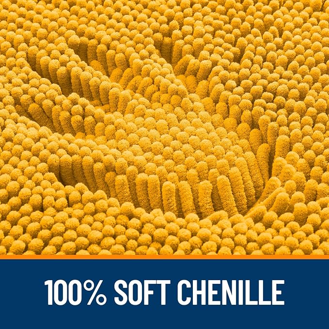 OLANLY Large Bathroom Rugs 45x27, Soft Absorbent Chenille Bath Rugs, Rubber Backing Quick Dry, Machine Washable Bath Mats for Bathroom Floor, Tub and Shower, Home Decor Accessories, Golden Yellow