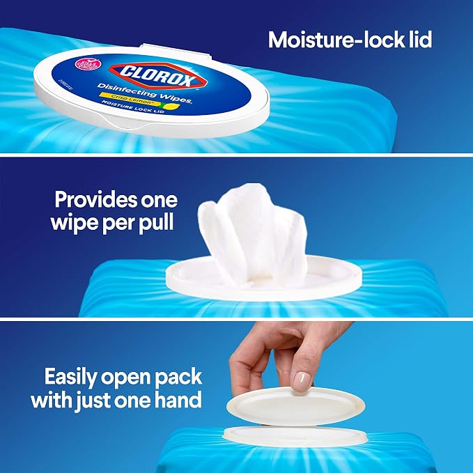 Clorox Disinfecting Cleaning Wipes Flex Pack, Bleach Free, Crisp Lemon, 75 Count (Pack of 2)