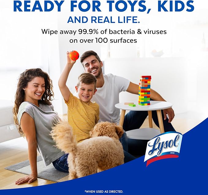 Lysol Disinfectant Wipes, Multi-Surface Antibacterial Cleaning Wipes, for Disinfecting and Cleaning, Lemon and Lime Blossom, 80 Count (Pack of 1)