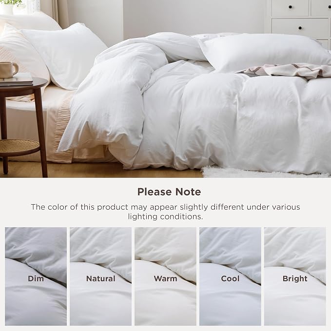 Bedsure White Super King Duvet Cover - 3 Pieces Prewashed Cotton-Like Extra Soft Bedding Set, Includes 1 Duvet Cover 108x98 Inches with Zipper Closure & 2 Pillow Shams, Comforter Not Included