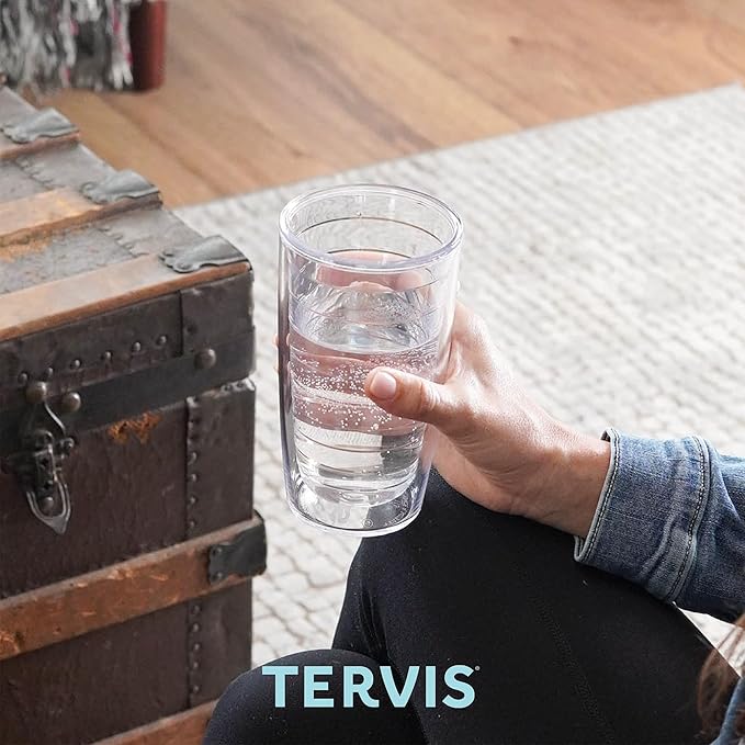 Tervis Clear & Colorful Tabletop Made in USA Double Walled Insulated Tumbler Travel Cup Keeps Drinks Cold & Hot, 16oz - 4pk, River Rock | Made in USA, Double-wall Insulated, Shatterproof, BPA-Free, Dishwasher Safe, Fits Most Cupholders, Great to Gift, ...