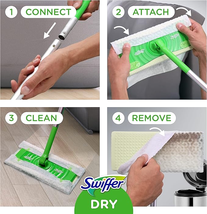 Swiffer Sweeper Dry Sweeping Pad,Multi Surface Refills for Dusters Floor Mop,with Febreze Lavender,32 Count (Pack of 4)