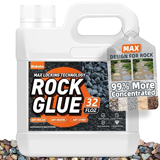 Rock Glue,32OZ 99% Stronger Bond Gravel Binder for Pea Gravel, Pebble&Stone-Stop Shifting, Reduce Mess, Strong Hold for Yards, Patios, Garden Walkways, Pet Safe Mulch Bond for Landscaping