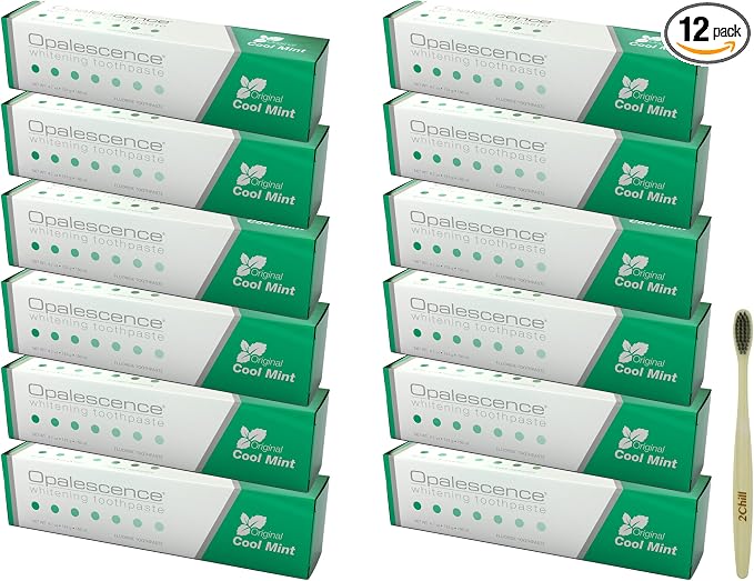 Opalescence Whitening Toothpaste Original 4.7oz - Mint 12 Pack - 5166-12T | Dentist-Developed Oral Care Whitening Fluoride Toothpaste for Daily Use, Surface Stain Removal & Helps Strengthen Enamel