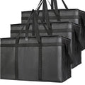 Bodaon 3 Pack Insulated Food Delivery Bags, XXXL Catering Cooler Bag Black | Keeps food hot or frozen for grocery shopping, catering, pizza and rideshare delivery; great for travel and car trips