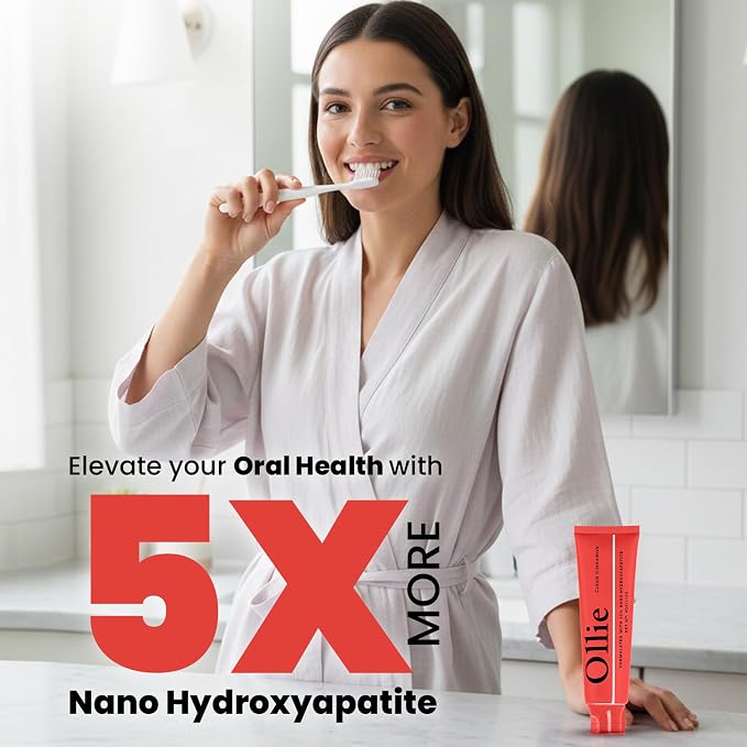 Ollie Fluoride Free 10% Nano Hydroxyapatite Toothpaste, Clean Cinnamon, 4oz | Rod-Shaped Nano HAP, Remineralizes Enamel, Reduces Sensitivity, Reverses Small Cavities, Naturally Whitens Teeth, (Pack of 3)