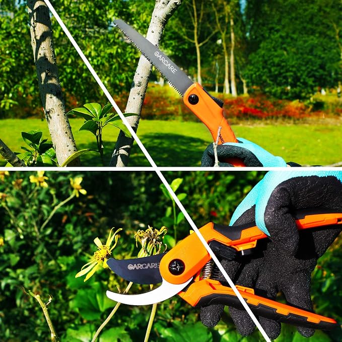 GARCARE Hedge Clippers Pruning Shears 4 in 1 Set Garden Pruning Tool Set | High Carbon Steel, Lopper, Folding Saw, Branch Cutter, Tree Pruner, Garden Scissors, Heavy Duty, Tree & Shrub Care Kit