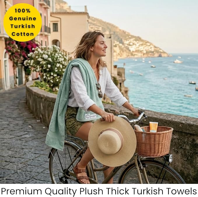 SALBAKOS 2-Piece 100% Turkish Cotton Bath Towels, X-Large 35x70 in, Seafoam | Oversized Bath Sheet Towel for Bathroom & Beach, Thick, Super Soft, Highly Absorbent, Premium Hotel Quality, Made in Turkey