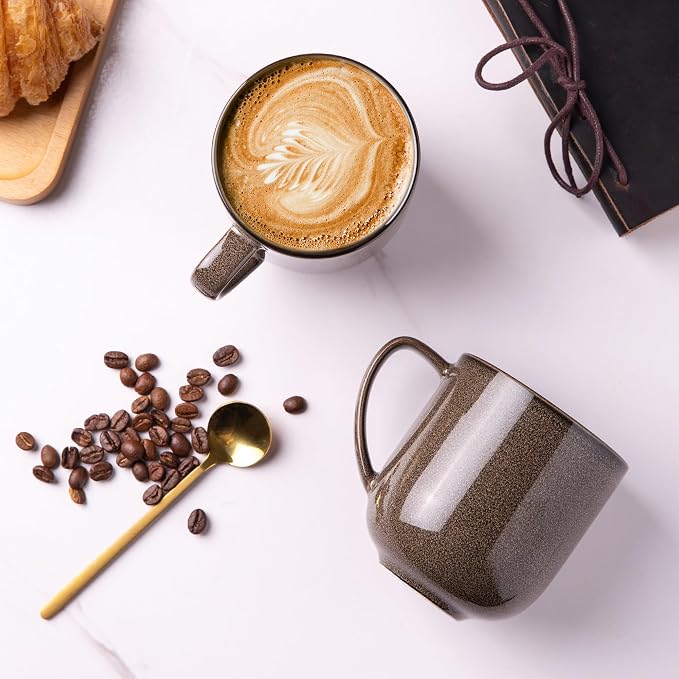 LERATIO Ceramic Coffee Mugs Set of 6,12oz Handmade Coffee Mugs Set | Large Handle for Cappuccino/Latte/Tea/Hot Cocoa,Oven &Dishwasher & Microwave Safe
