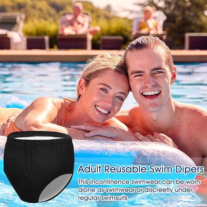 Cutecrop 4 Pcs Reusable Adult Swim Diapers Washable Cloth Diapers Leakproof Special Needs Swimwear for Incontinence Swimmers