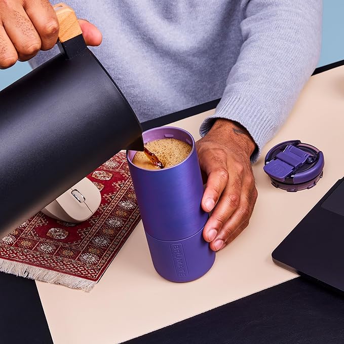 BrüMate Strova 18oz 100% Leakproof Insulated Coffee Mug | Ceramic-Lined Interior | Built-In Silicone Sleeve for Travel | Locking Flip Lid (Primrose)