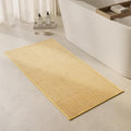 Triohero Bathroom Rugs Non Slip Washable, Super Absorbent Thin Bath Mat Quick Dry Low Pile Bathroom Rug, Yellow 24"x47"