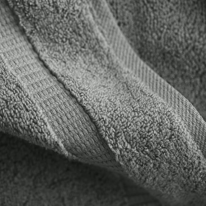 SALBAKOS 12-Piece 100% Turkish Cotton Washcloths and Face Towels, Gray | 13x13 in Standard Size Small Towel, Multi-use Bathroom & Kitchen, Thick Super Soft Absorbent Durable, Oeko-Tex Made in Turkey