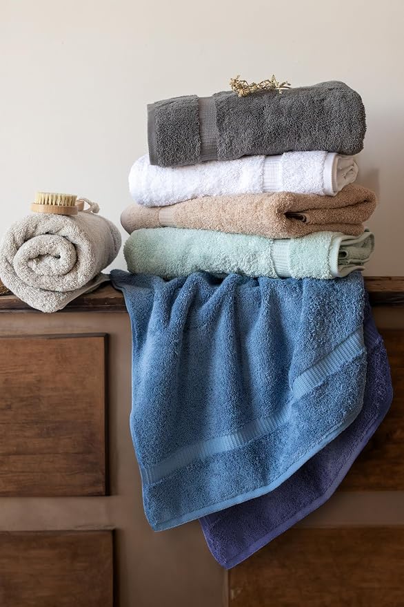 SALBAKOS 4-Piece 100% Turkish Cotton Bath Towels, 27x54 inch, Navy | Standard Size, 630 Gsm Thick Super Soft Highly Absorbent Quick-Dry Bathroom Towel, Premium Hotel & Spa Quality Made in Turkey