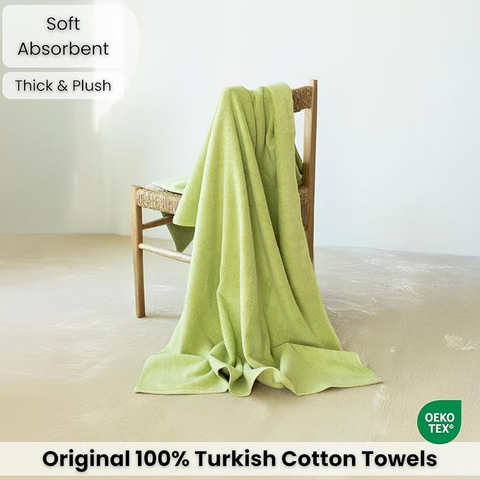 SALBAKOS Luxury 100% Turkish Cotton Bath Sheet 40x80 in (1-Piece, Green) | Extra Large Jumbo Oversized Bathroom and Beach Towel, Super Soft Highly Absorbent Thick Premium Hotel Quality, Made in Turkey