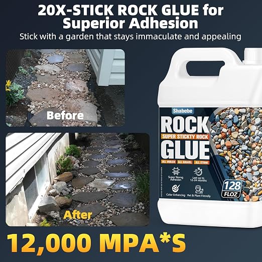 Rock Glue Max for Landscaping, 32OZ High-Concentration Mulch Glue, Strong Grip Gravel Binder, Covers 3X More Area for Rocks, Pebbles, Pine Straw & Mulch, Fast-Drying & Weather-Resistant